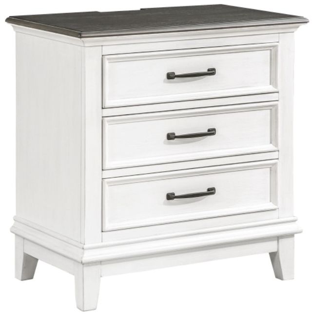 Mazin Furniture Chesterton Antique White/Dark Brown Nightstand-0