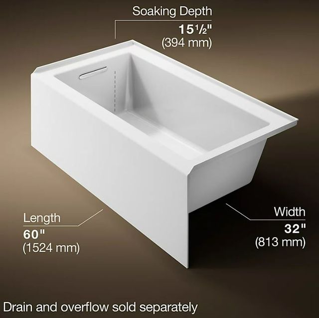 KOHLER® Underscore® White 60" x 32" Alcove Bath with Integral Apron, Integral Flange, and Left-Hand Drain-3