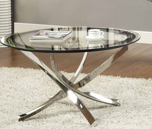 Coaster® Brooke Glass Top Coffee Table with Chrome Base-1