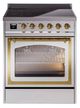 Ilve® Nostalgie II Noblesse 30'' Stainless Steel Pro Style Induction Range with Brass Trim-1