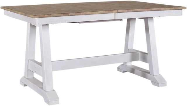 Liberty Furniture Lindsey Farm 5-Piece Sandstone/Weathered White Trestle Table Set-1