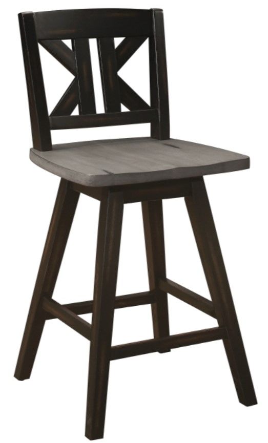 Homelegance® Amsonia Black Sand/Distressed Gray Swivel Counter Height Chair-0