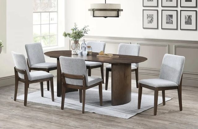 New Classic® Home Furnishings Kody 5-Piece Stone Gray/Walnut Oval Dining Table Set-1