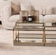 Michael Amini® Savannah Breeze 2-Piece Glass Top Short Cocktail Table with Bright Gold Base Set-1