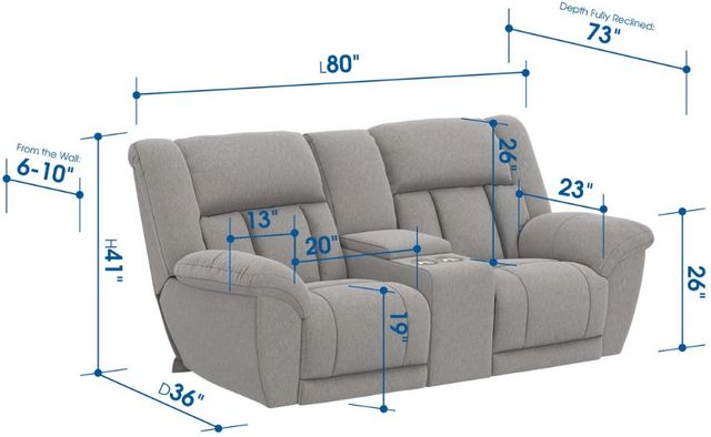 Catnapper® Sentinel Smoke Manual Reclining Loveseat with Console-3