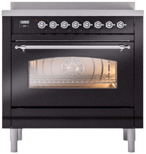 Ilve® Nostalgie II Series 36" Glossy Black Pro Style Induction Range-0