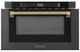 ZLINE Autograph Edition 24" 1.2 Cu. Ft. Black Stainless Steel Built-in Microwave Drawer with Polished Gold Helix Handle-3