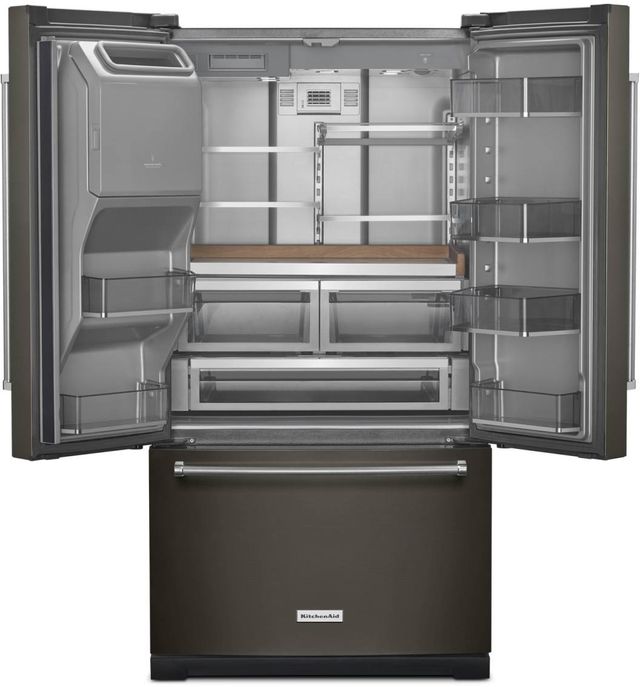 KitchenAid® 36 in. 27.0 Cu. Ft. PrintShield™ Black Stainless French Door Refrigerator-1