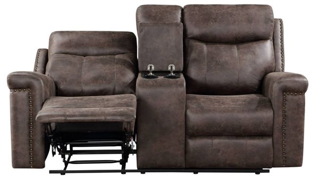New Classic® Home Furnishings Quade Mocha Dual Manual Reclining Loveseat-3