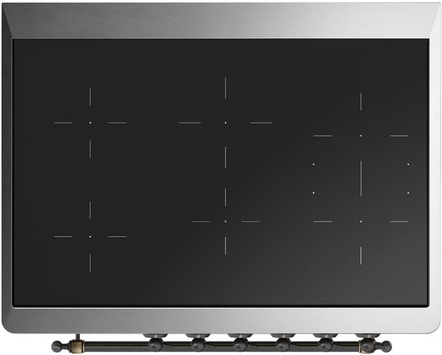 Ilve® Majestic III 36" Glossy Black Pro Style Induction Range with Triple Glass Door and Burnished Trim-2