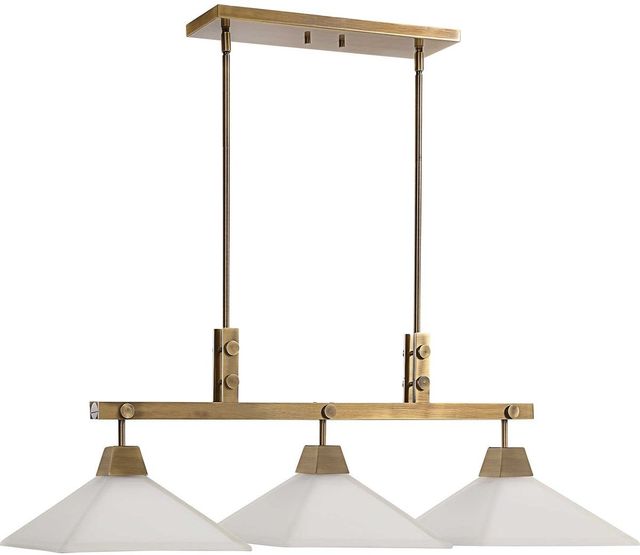 Uttermost® Brookdale Aged Brass Industrial 3-Light Linear Chandelier-1