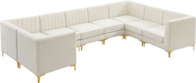 Meridian Furniture Alina 8-Piece Cream Velvet Upholstered Modular Sectional-0