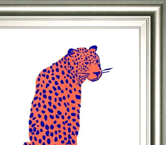 Classy Art Blue/Orange Bright Leopard II by Emma Scarvey Wall Art-1