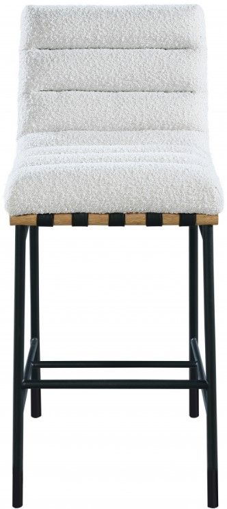 Meridian Furniture Burke Matte Black/Cream Boucle Bar Stool-1