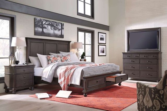 aspenhome® Oxford Peppercorn King Panel Storage Bed-2