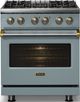 Viking® 5 Series 30" November Sky Pro Style Dual Fuel (NG) Range with Brushed Brass Trim-2