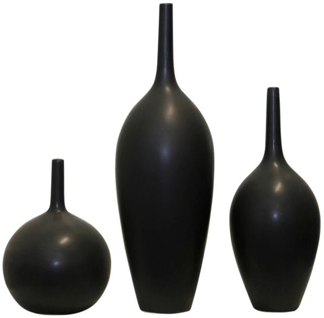 Harp & Finial® Porter 3-Piece Black Vase Set-0