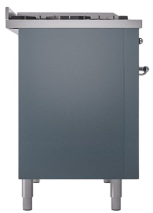 Ilve® Nostalgie II Noblesse 48'' Blue Gray Pro Style Dual Fuel Range with Chrome Trim-2