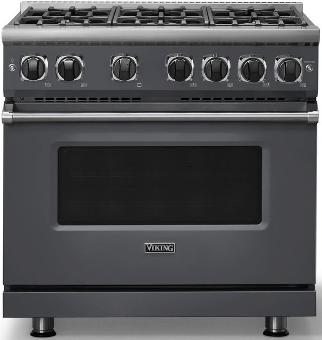 Viking® 7 Series 36" Cast Black Pro Style Natural Gas Range-0