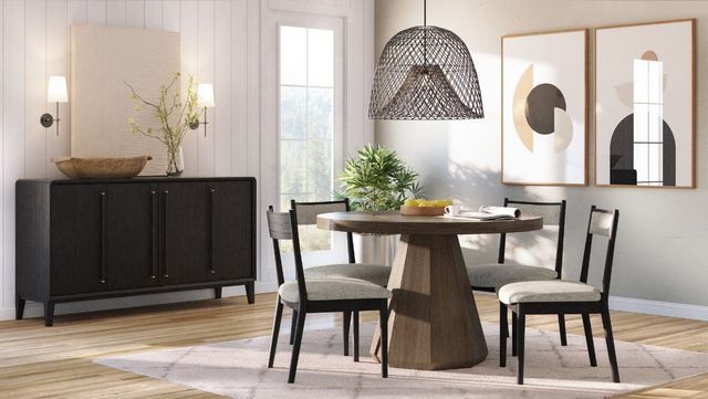 Bernards Elure Beige/Peppercorn Crescent Dining Side Chair-1