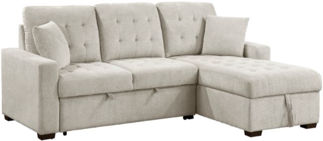 Homelegance® Waitsfield 2-Piece Beige Right Arm Facing Sectional with Pull-out Bed and Hidden Storage-0