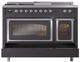 Ilve® Nostalgie II Noblesse 48'' Graphite Matte Pro Style Dual Fuel Range with Chrome Trim-3