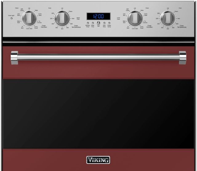 Viking® 3 Series 30" Reduction Red Double Electric Wall Oven-2