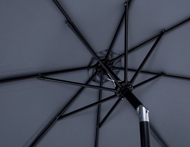 Meridian Furniture Fiji Gray/Matte Black/Matte White Aluminum Outdoor Patio Umbrella and Round Base-4