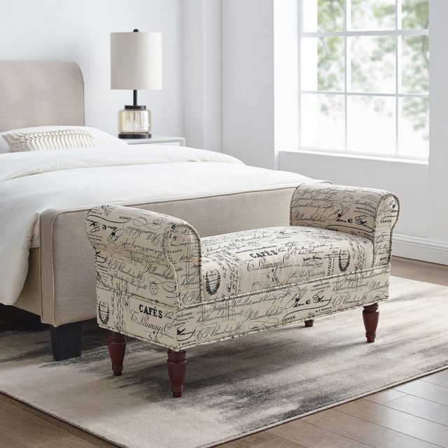 Linon Lillian Linen Accent Bench -4