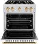 ZLINE Classic Autograph Edition 30" Satin Stainless Steel Pro Style Dual Fuel Range with White Matte Door and Polished Gold Accents-1