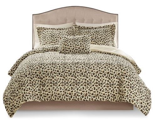 Olliix by Madison Park Zuri Cheetah Full/Queen Faux Fur Comforter Set-0