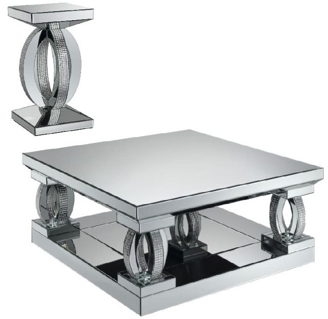 Coaster® Amalia 2-Piece Silver Mirrored Occasional Table Set-0