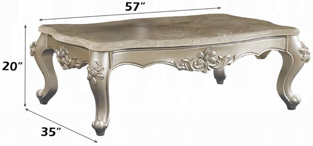ACME Furniture Bently Gray Marble Top Coffee Table with Champagne Base-3