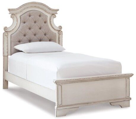 Signature Design by Ashley® Realyn 3-Piece Chipped White Twin Panel Bed Set-1