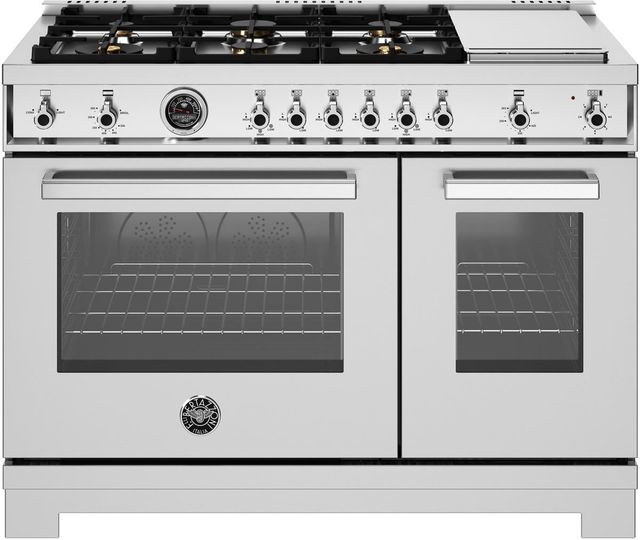 Bertazzoni Professional Series 48" Fingerprint Resistant Stainless Steel Pro Style Gas Range-0