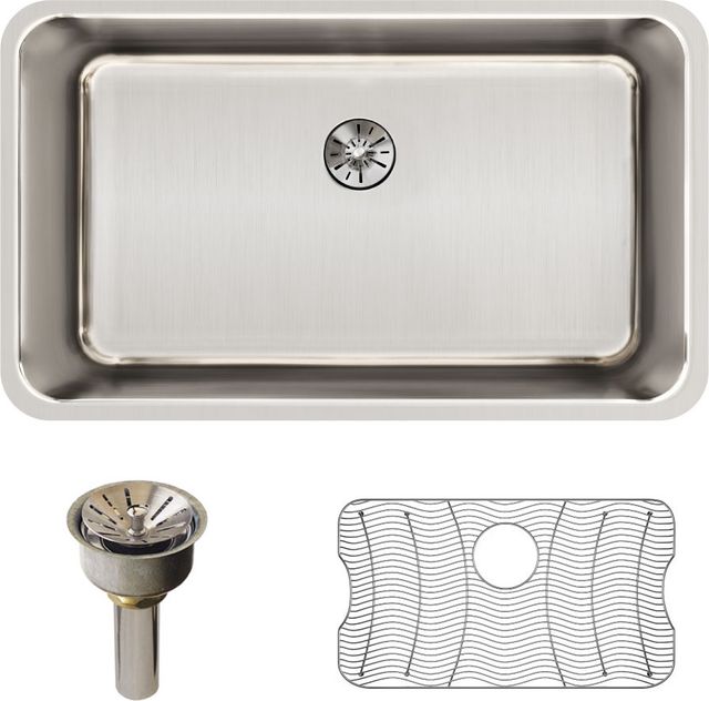 Elkay Lustertone® Classic 3-Piece Lustrous Satin 30-1/2" x 18-1/2" x 10" Single Bowl Undermount Sink Set with Perfect Drain®-1