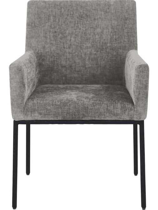 Meridian Furniture Reeves Gray/Matte Black Chenille Upholstered Dining Chair-1