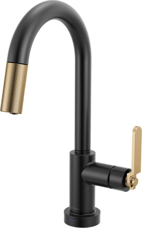 Brizo Litze® Matte Black Brilliance® Luxe Gold® Smarttouch Prep Faucet with Arc Spout -0