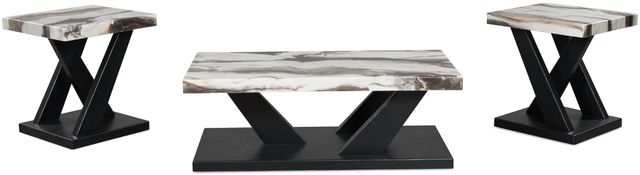 Signature Design by Ashley® Cendill 3-Piece Dark Brown/White Occasional Table with Black Base Set-1