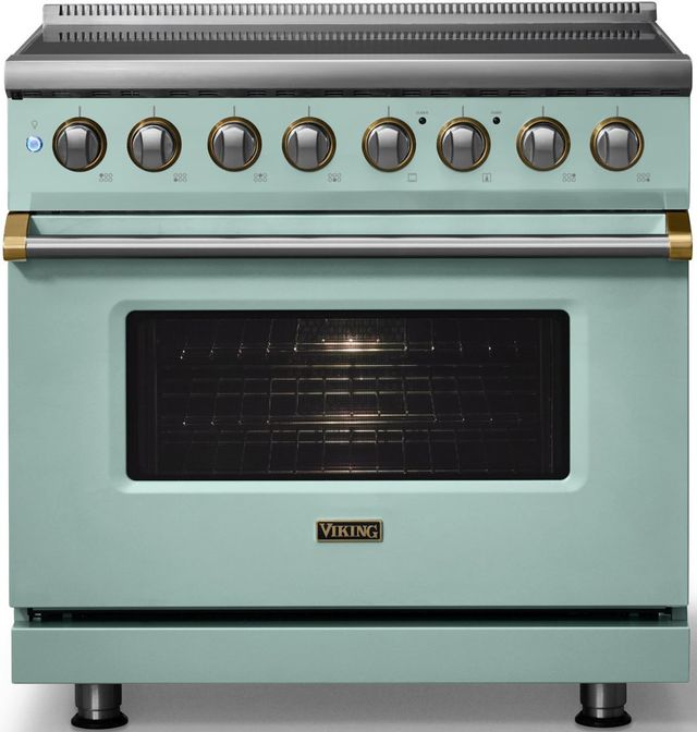 Viking® 5 Series 36" Splash Pro Style Induction Range with Brushed Brass Trim-3