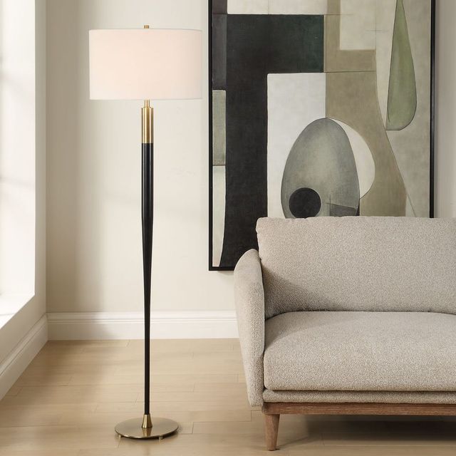 Uttermost® Stowe Satin Black Floor Lamp-1