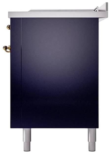 Ilve® Nostalgie II Noblesse 60'' Midnight Blue Pro Style Dual Fuel Range with Brass Trim-3