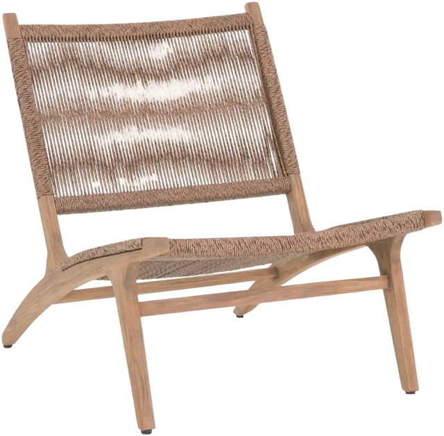 Moe's Home Collection Palma Warm Brown Teak Outdoor Lounge Chair with Warm Brown Wicker Cushions-0