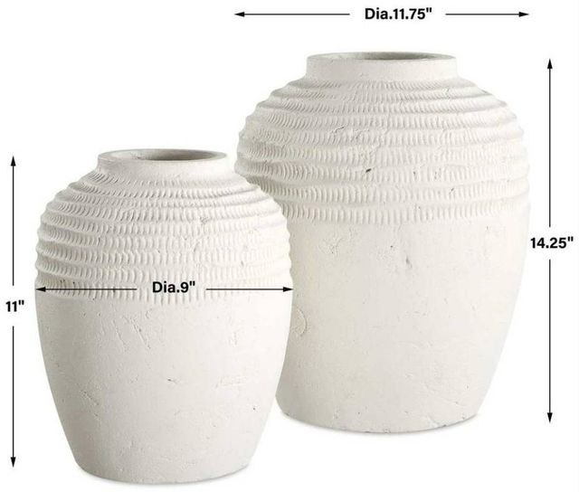Uttermost® Luna Ridge 2-Piece Chalk White Vase Set-2