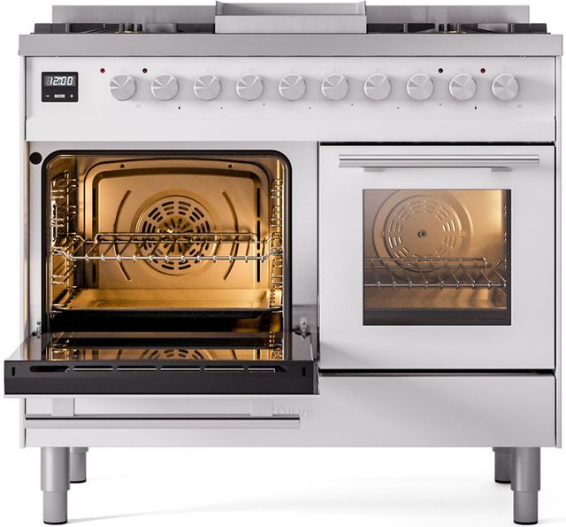 Ilve® Professional Plus II 40" White Pro Style Dual Fuel Range-2