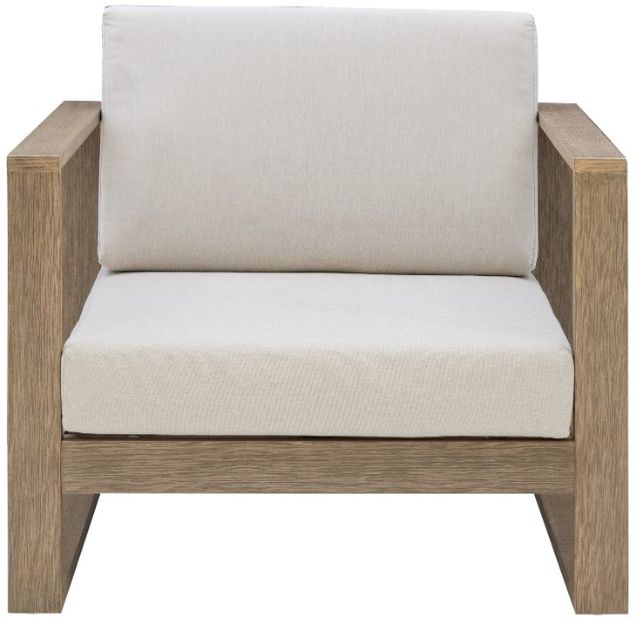 Linon Brinley Beige/Natural Brown Eucalyptus/Fabric Outdoor Arm Chair-2
