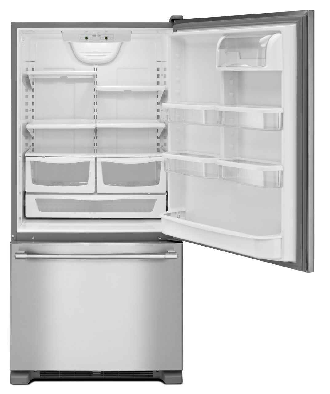 Maytag 33 in. 22.1 Cu. Ft. Fingerprint Resistant Stainless Steel Bottom Freezer Refrigerator