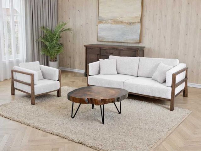 International Furniture Direct Roots Stained Brown/White Upholstered Loveseat-1