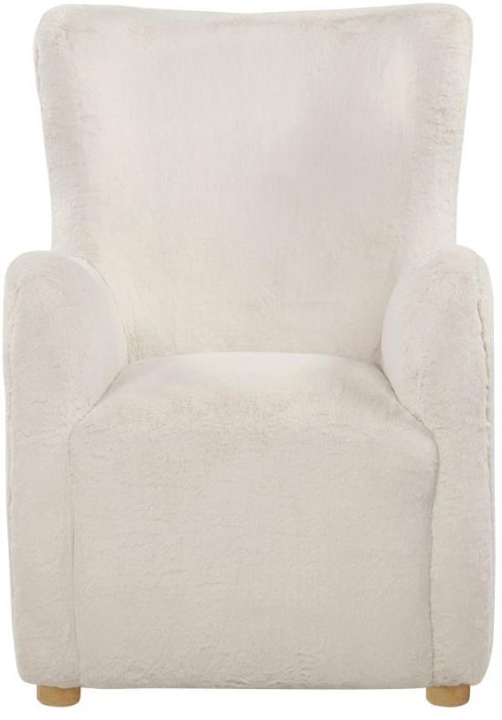 Coaster® Thornton Ivory Faux Fur Upholstered Wingback Lounge Accent Chair-3