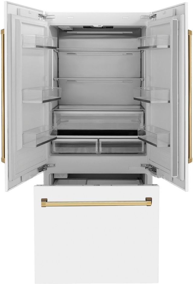 ZLINE Autograph Edition 36" 19.6 Cu. Ft. White Matte Built-In French Door Refrigerator-1